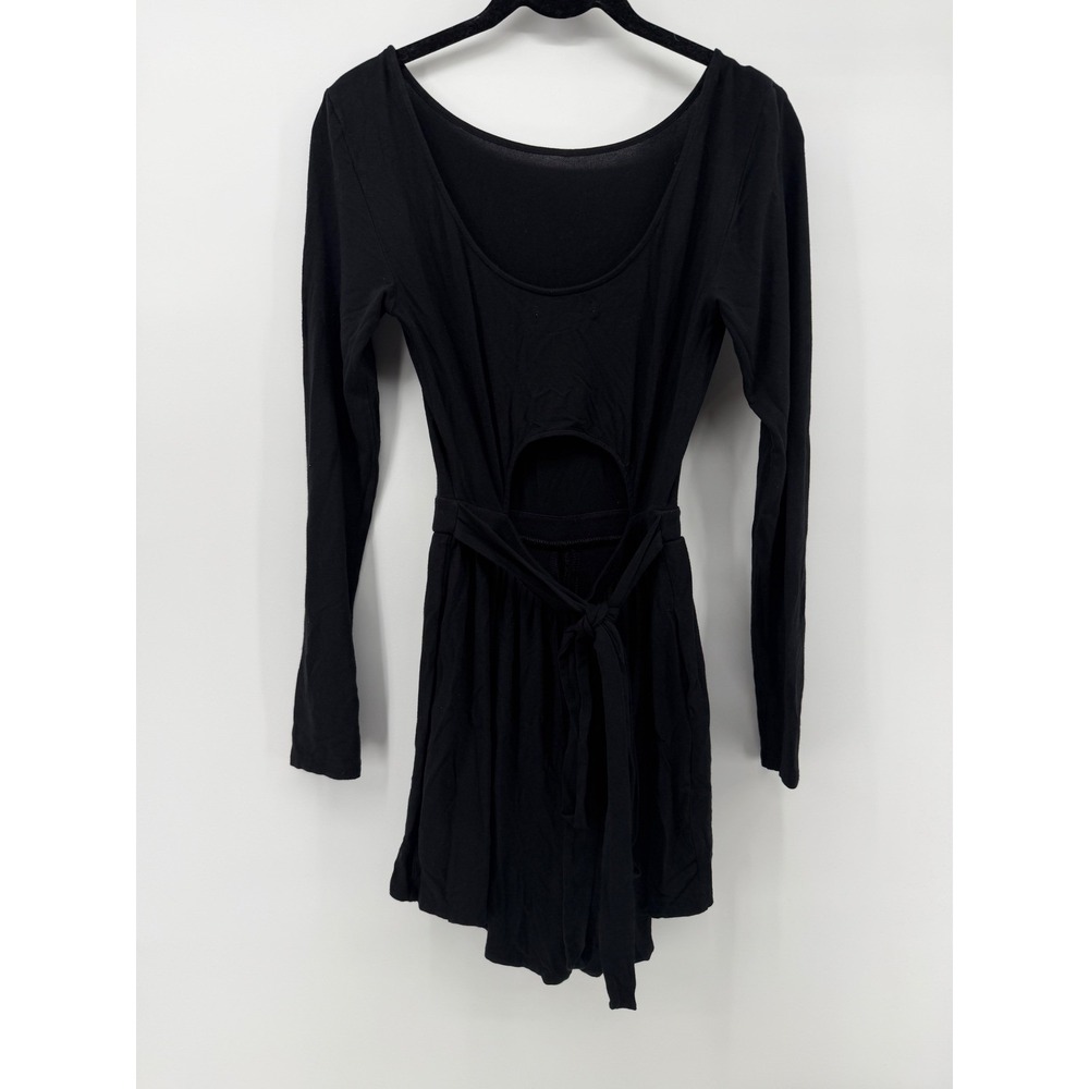 American Eagle Outfitters Black Long Sleeve Open Back Tie Waist Romper XS